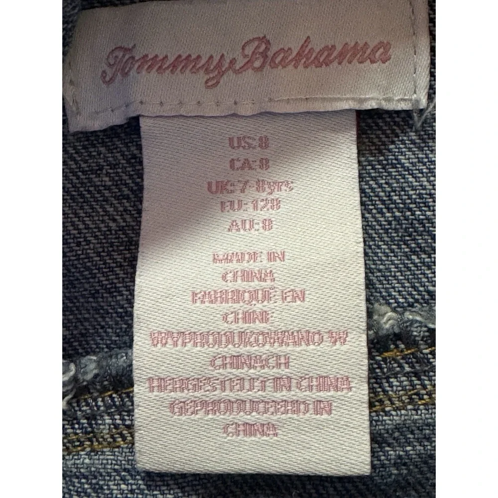 Tommy Bahama Girls Distressed Denim Jacket‎ Size 8 Excellent Condition